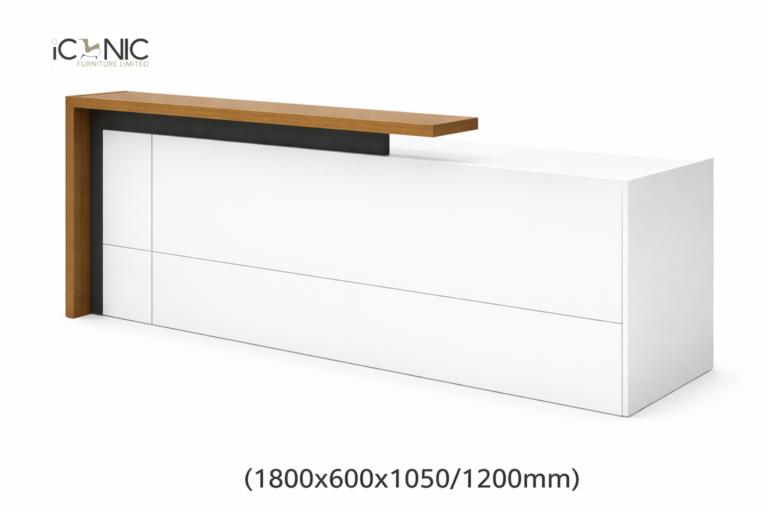 Sleek modern reception desk design for luxury office reception