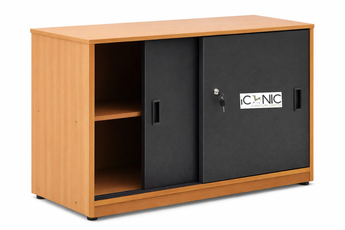 Wooden board side unit for office furniture storage solution