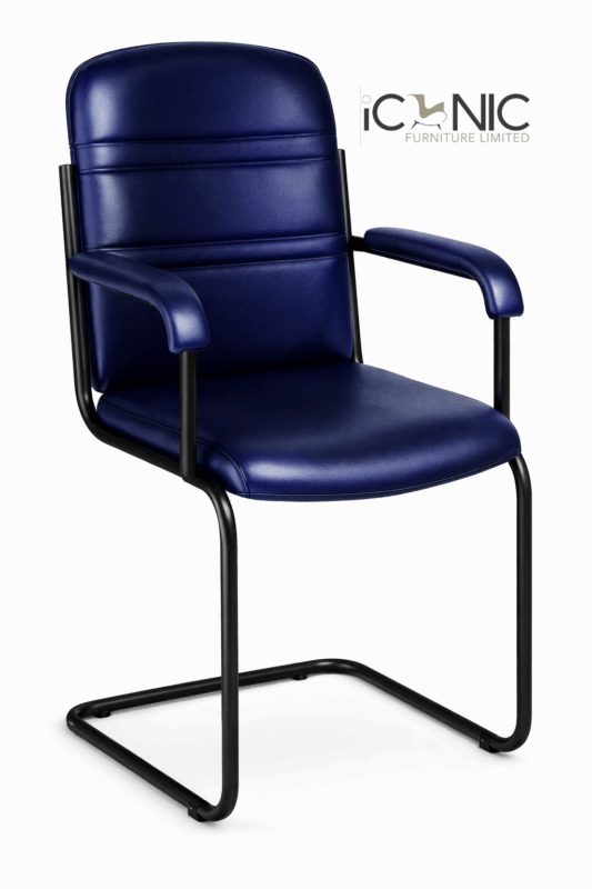 metal visitor chair with armrest for office