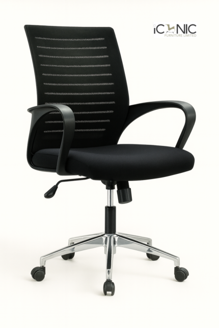 Executive pro black mesh chair with MS frame and wheels