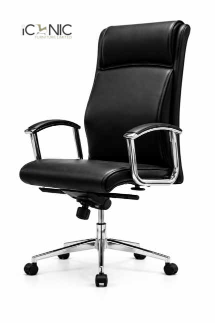 Heavy duty black director chair with MS frame and wheels