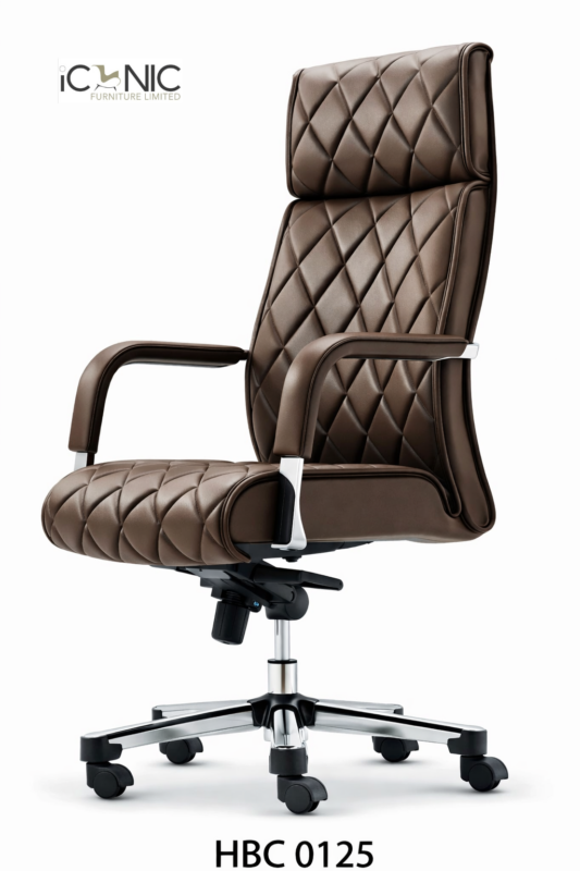 Brown director chair with MS frame and wheels for office use