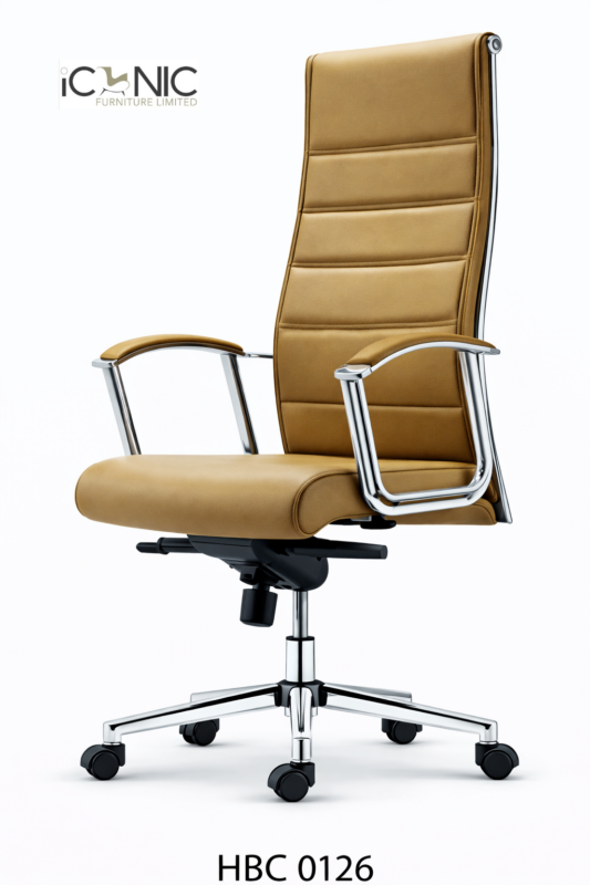 Executive brown director chair with MS frame and wheels
