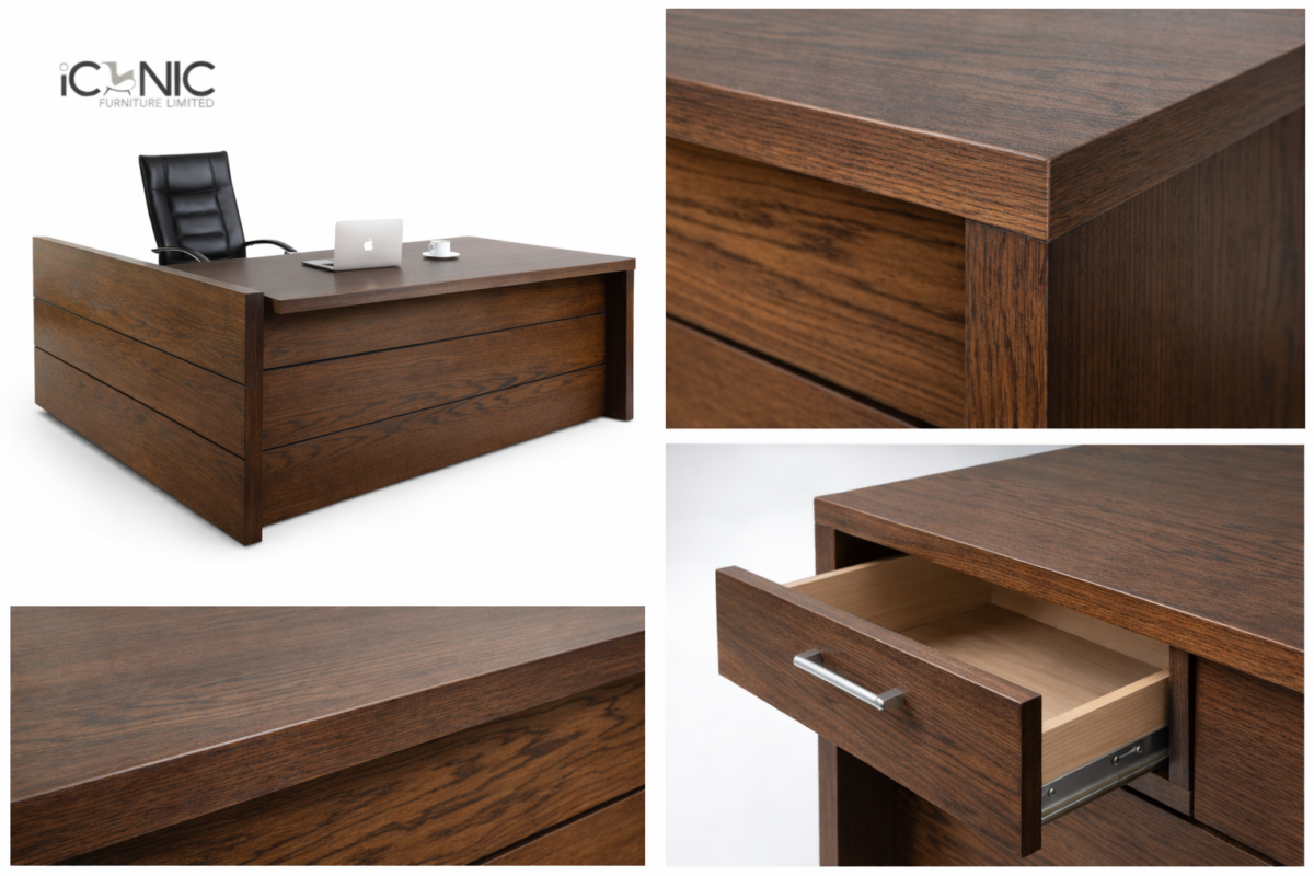 Close-up of director table board texture and drawer finishing