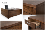Close-up of director table board texture and drawer finishing