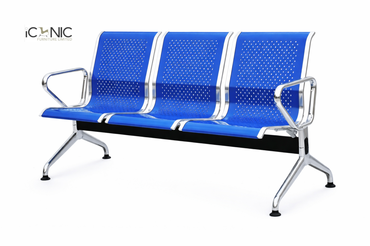 Durable group chair with metal frame for office seating
