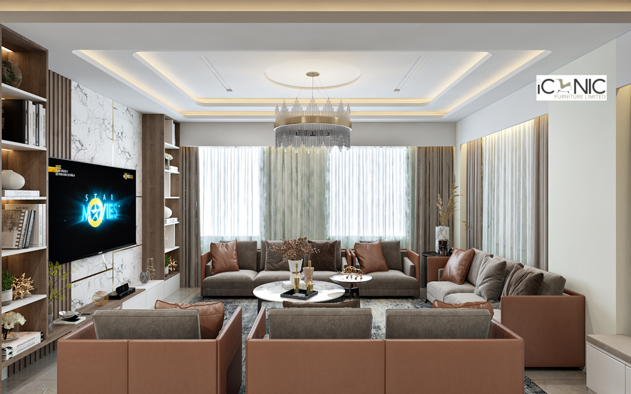 Formal living room interior design with luxury furniture and elegant decor