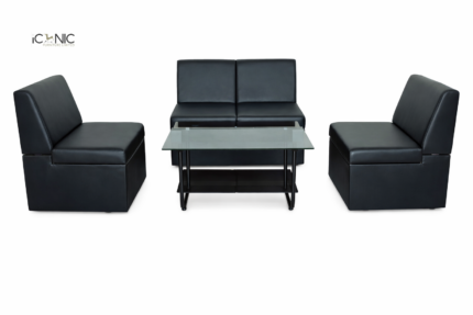 Modern black lounge sofa set for office and waiting area