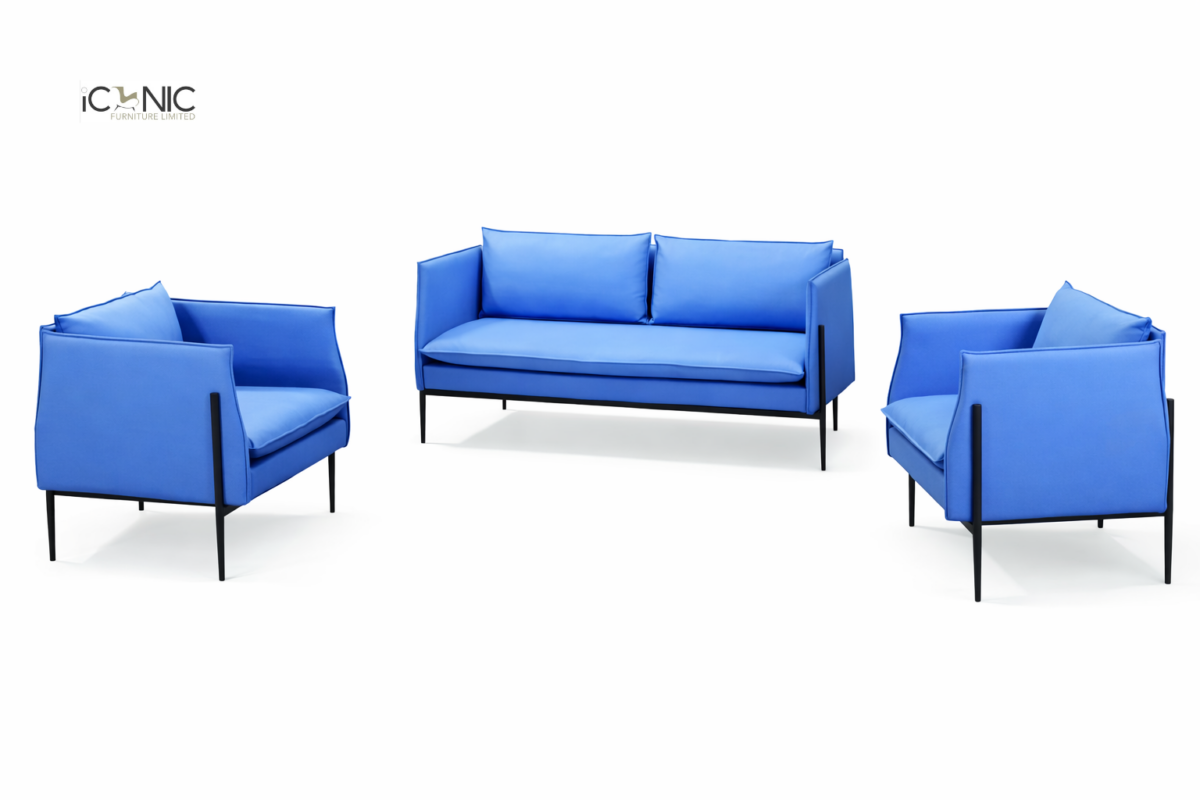 Modern blue living room sofa set for luxury home interior