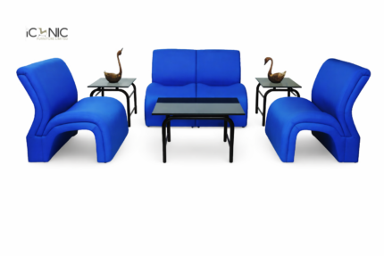 Modern blue lounge sofa set for office reception area