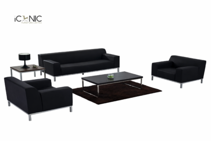 Modern minimalist living room sofa set with clean interior design