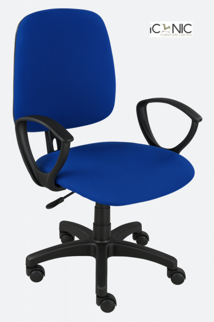 Heavy duty rexin executive chair with MS frame and wheels for office