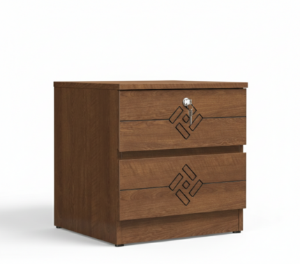 Modern wooden bedside cabinet with two drawers and lock storage unit