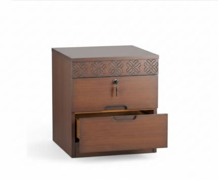 wooden bedside table with two drawers carved design bedroom side table Bangladesh