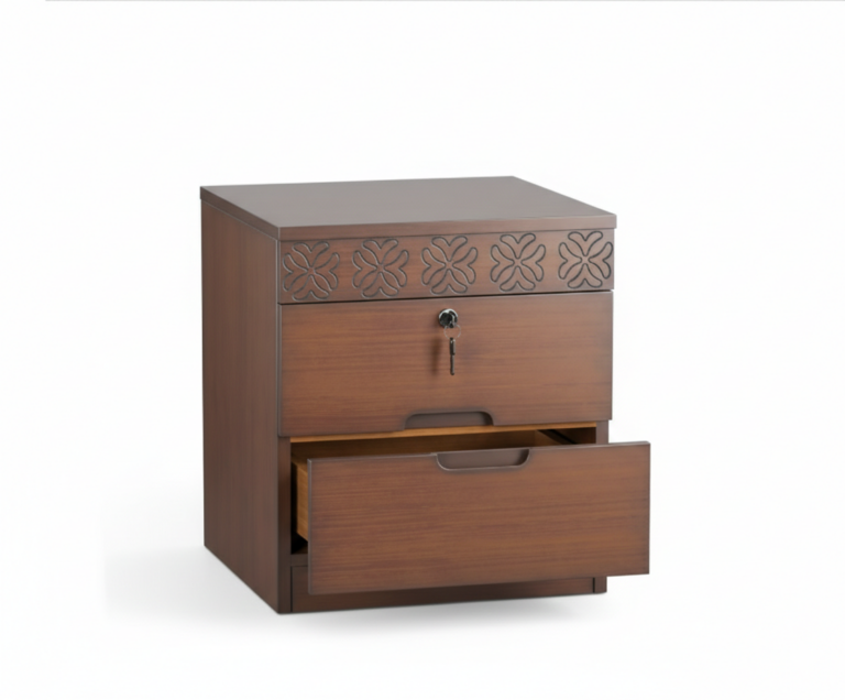 wooden bedside table with two drawers carved design bedroom side table Bangladesh